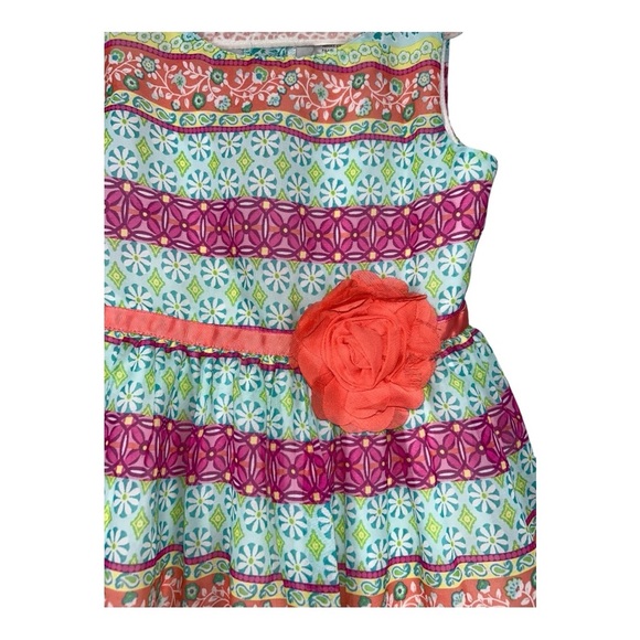 Youngland Girls' Multi-Printed Chiffon Dress with Lace and flower Size 6X floral - Picture 4 of 7
